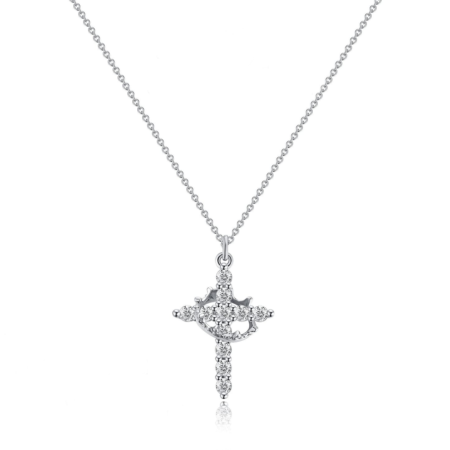 Ethereal One Cross & Crown Necklace