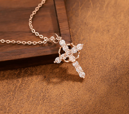 Ethereal One Cross & Crown Necklace