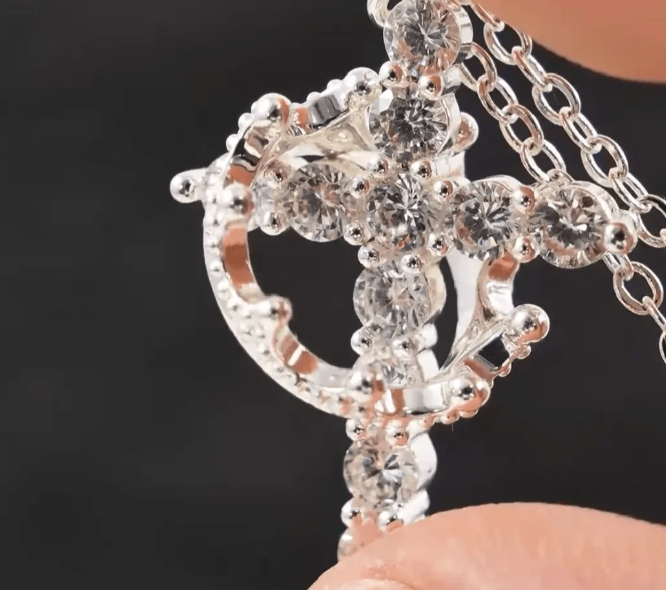 Ethereal One Cross & Crown Necklace