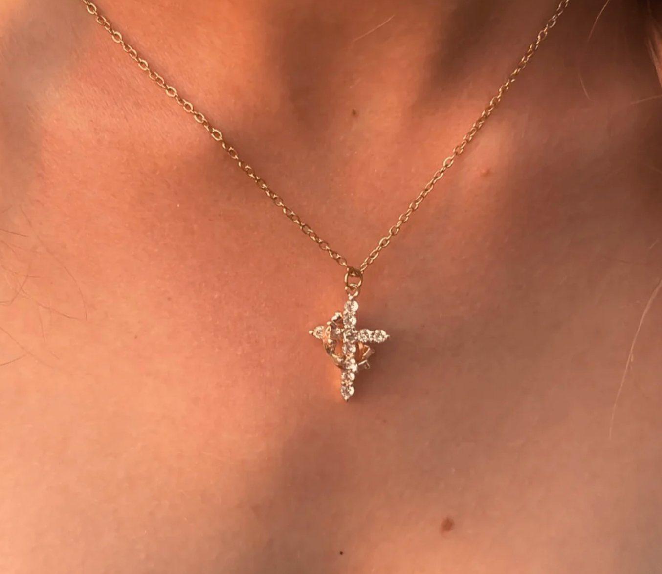 Ethereal One Cross & Crown Necklace