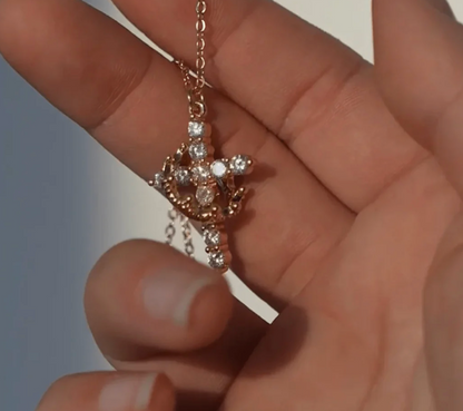 Ethereal One Cross & Crown Necklace