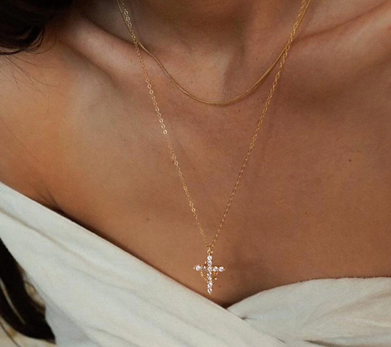 Ethereal One Cross & Crown Necklace