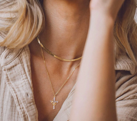 Ethereal One Cross & Crown Necklace