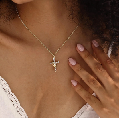 Ethereal One Cross & Crown Necklace