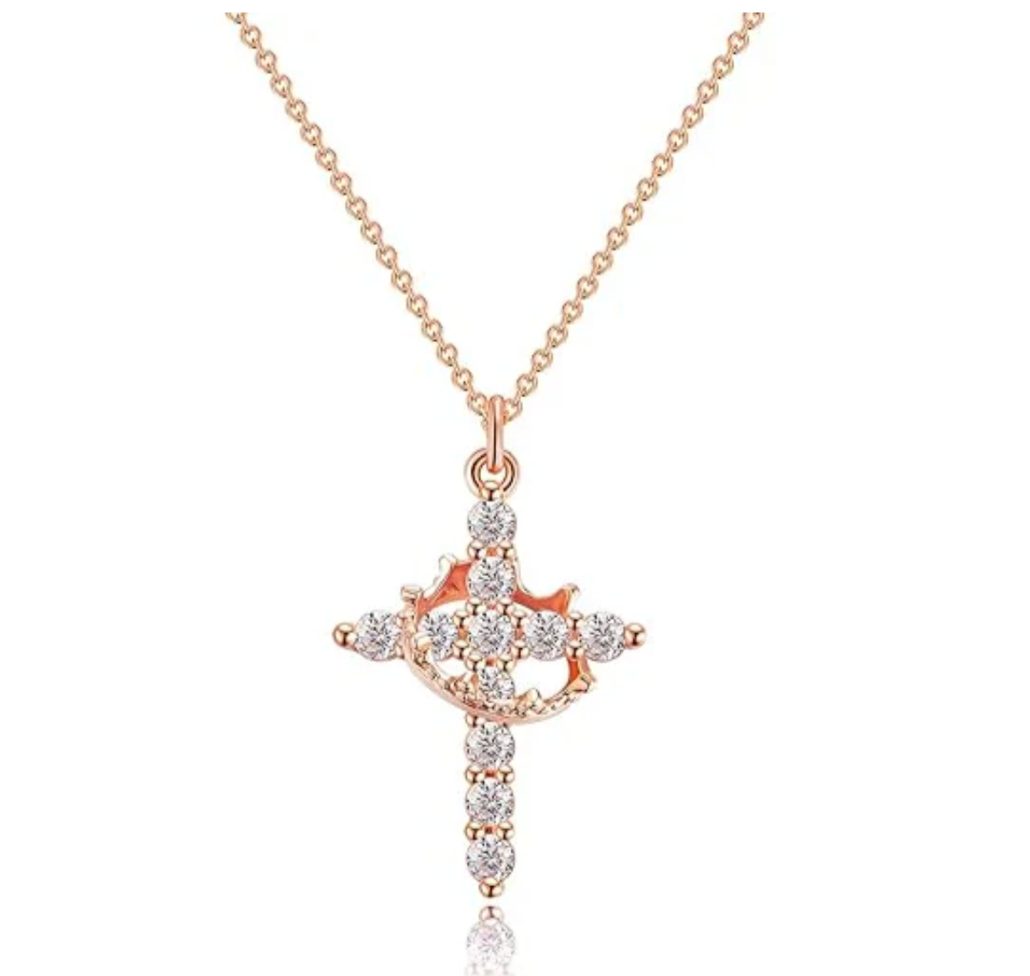 Ethereal One Cross & Crown Necklace
