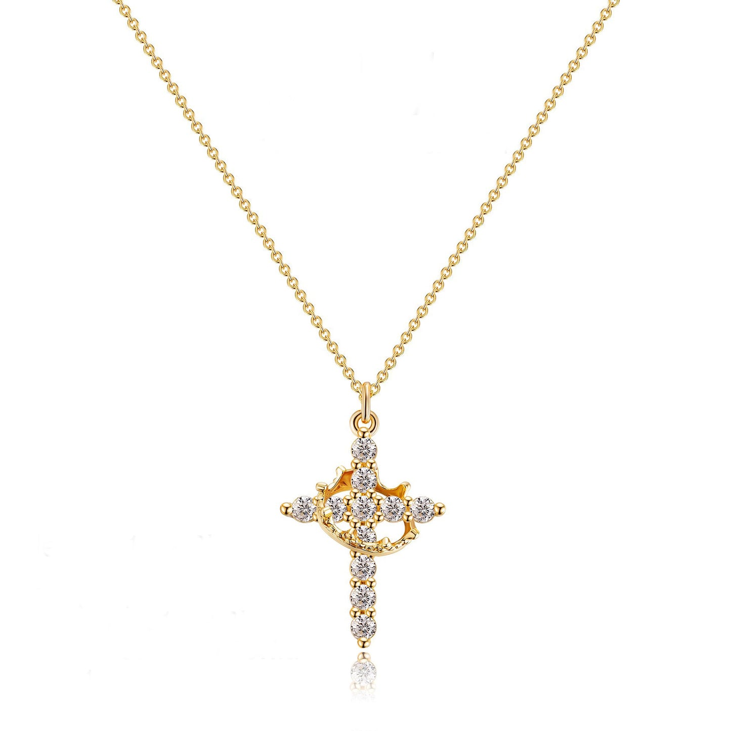 Ethereal One Cross & Crown Necklace