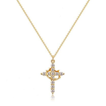 Ethereal One Cross & Crown Necklace